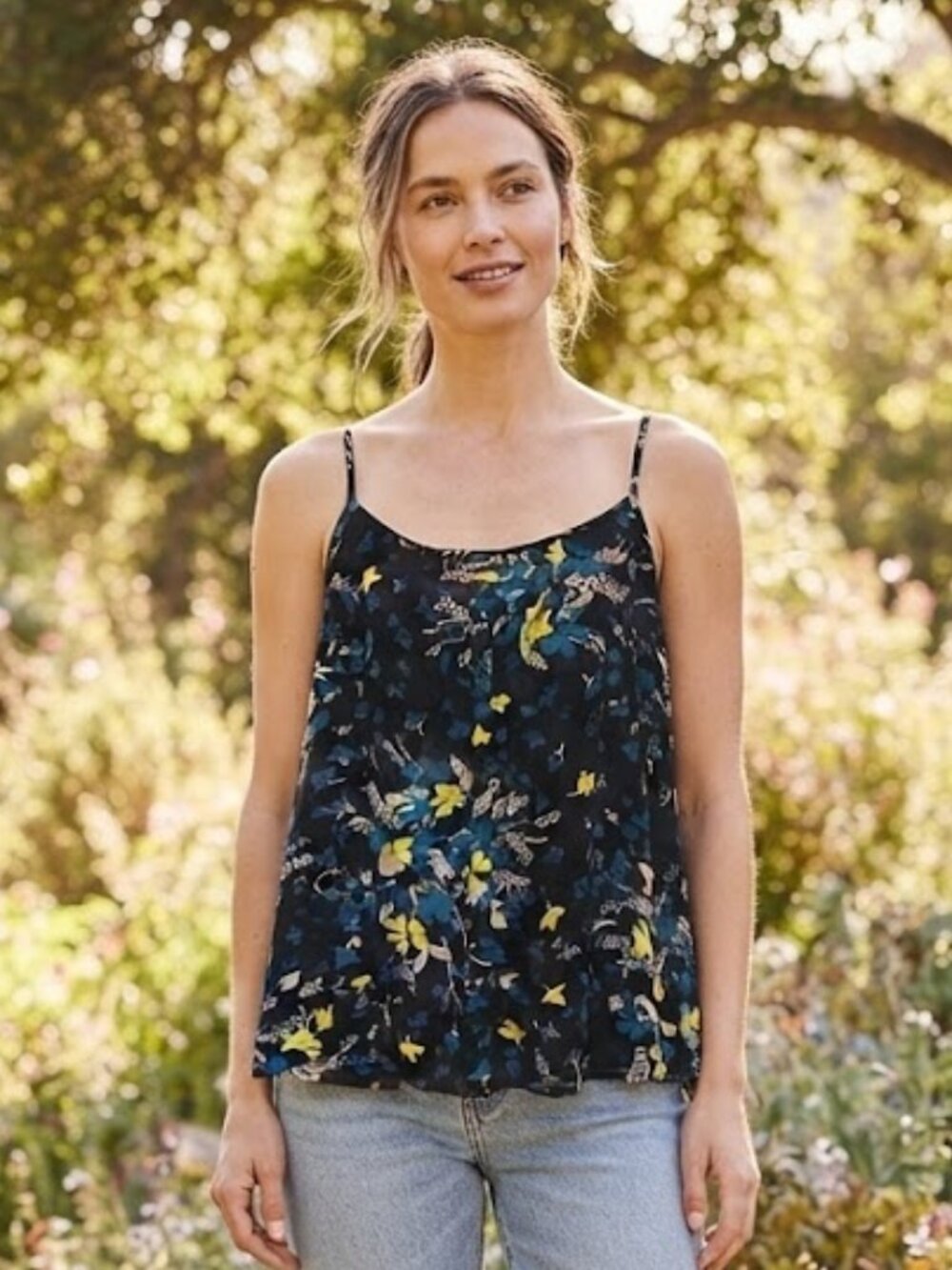 Loft Women Medium Sheer Floral Tank Top Flowy Lightweight Whimsigoth Boho Preppy
